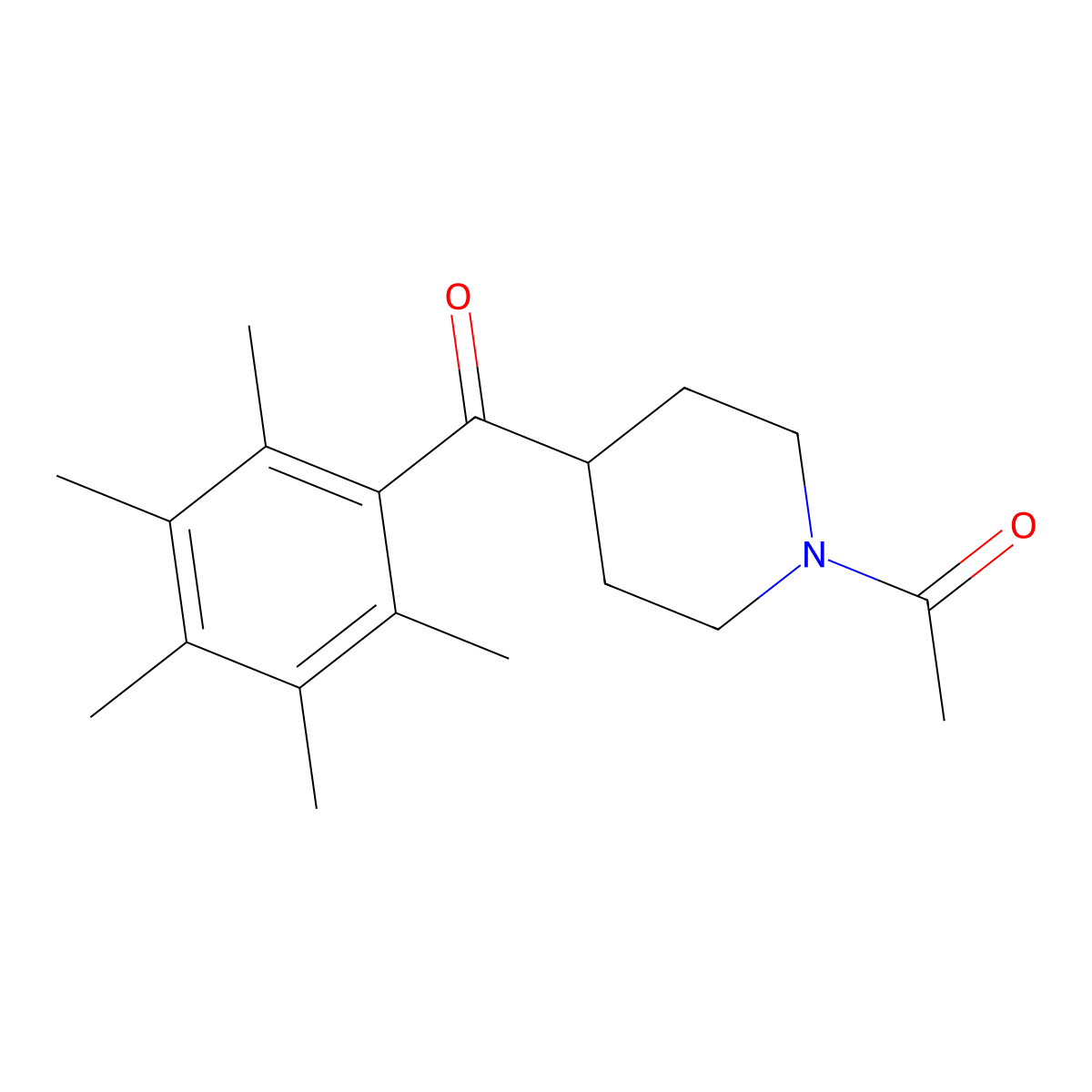 1-[4-(2,3,4,5,6-Pentamethylbenzoyl)piperidino]-1-ethanone molecular structure, CAS 477850-25-2