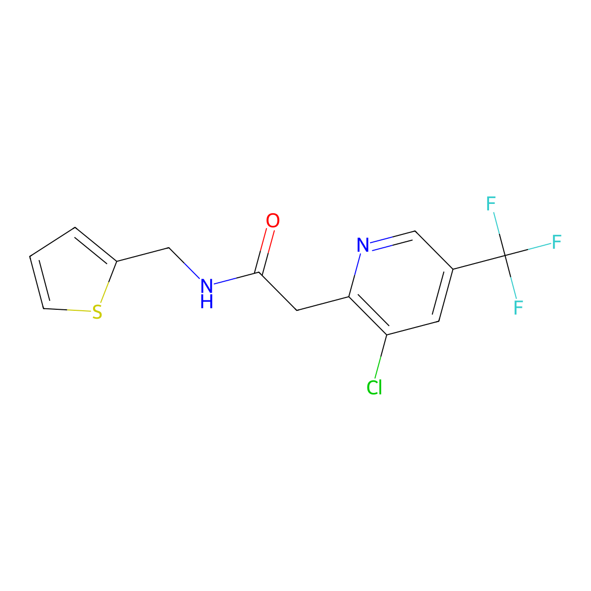 2-[3-chloro-5-(trifluoromethyl)-2-pyridinyl]-N-(2-thienylmethyl)acetamide molecular structure, CAS 477850-27-4