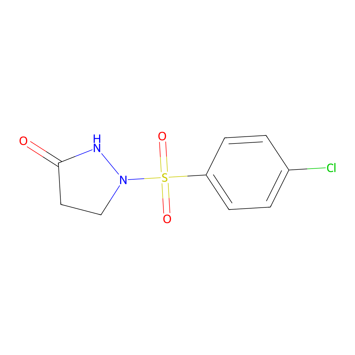 3-Pyrazolidinone, 1-((4-chlorophenyl)sulfonyl)- molecular structure, CAS 477850-51-4
