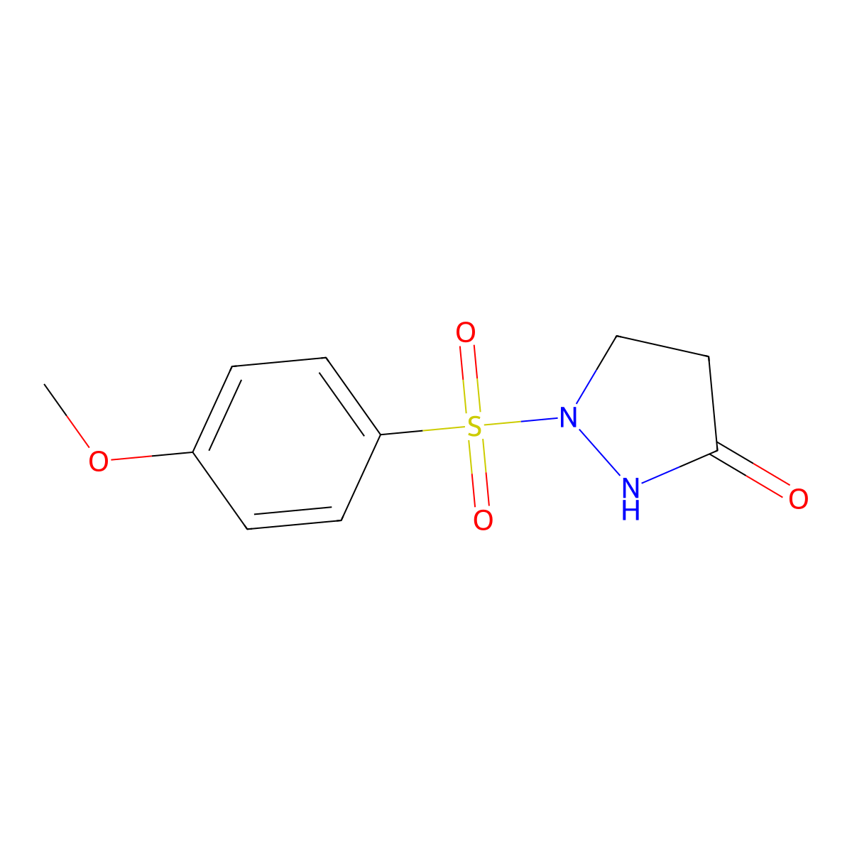 1-[(4-methoxyphenyl)sulfonyl]tetrahydro-3H-pyrazol-3-one molecular structure, CAS 477850-52-5