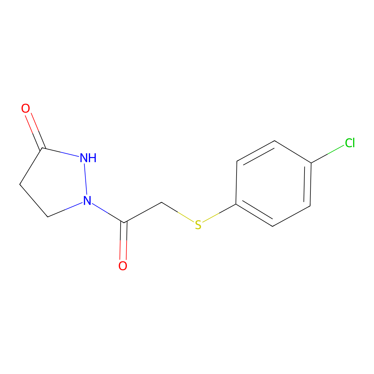 1-{2-[(4-chlorophenyl)sulfanyl]acetyl}tetrahydro-3H-pyrazol-3-one molecular structure, CAS 477850-53-6