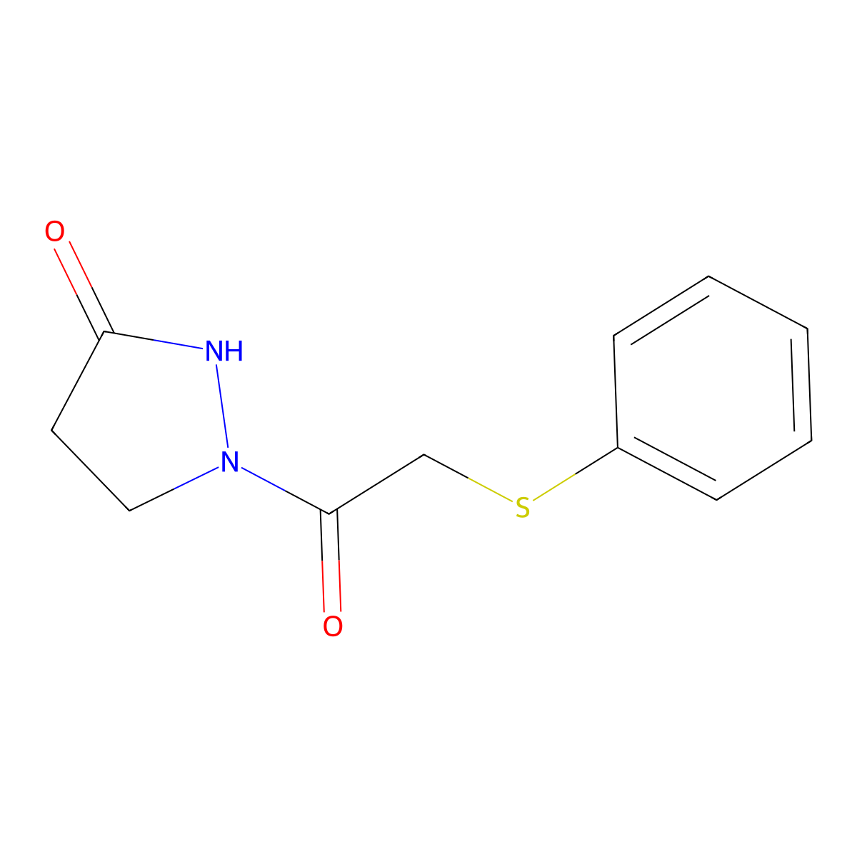 1-[2-(phenylsulfanyl)acetyl]tetrahydro-3H-pyrazol-3-one molecular structure, CAS 477850-58-1
