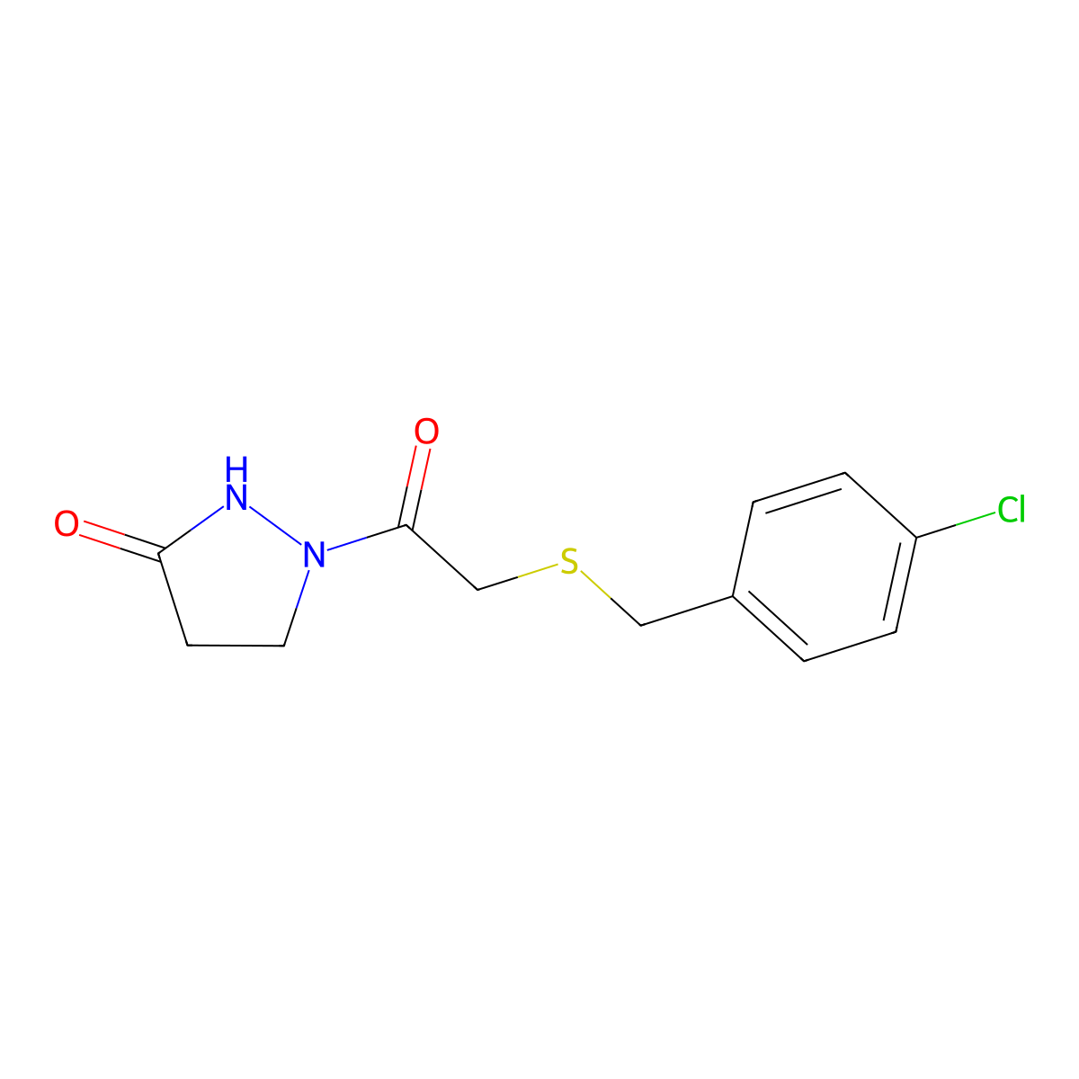 1-{2-[(4-chlorobenzyl)sulfanyl]acetyl}tetrahydro-3H-pyrazol-3-one molecular structure, CAS 477850-59-2