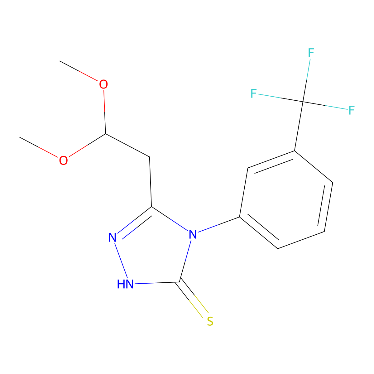 5-(2,2-dimethoxyethyl)-4-[3-(trifluoromethyl)phenyl]-4H-1,2,4-triazol-3-ylhydrosulfide molecular structure, CAS 477850-72-9