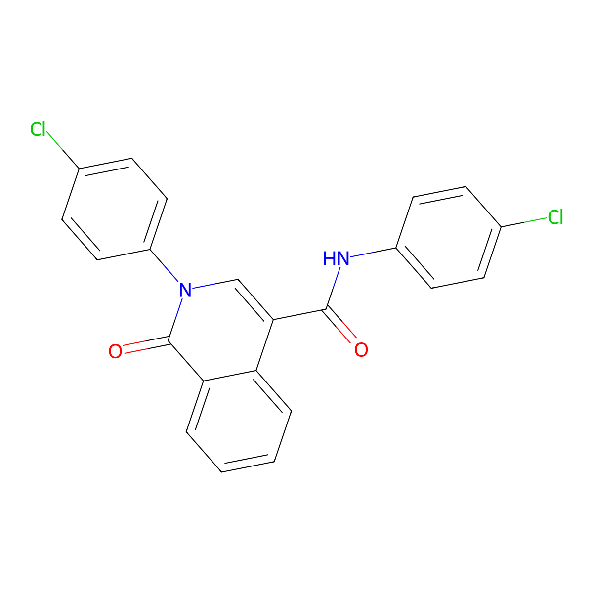 N,2-bis(4-chlorophenyl)-1-oxo-1,2-dihydro-4-isoquinolinecarboxamide molecular structure, CAS 477850-84-3