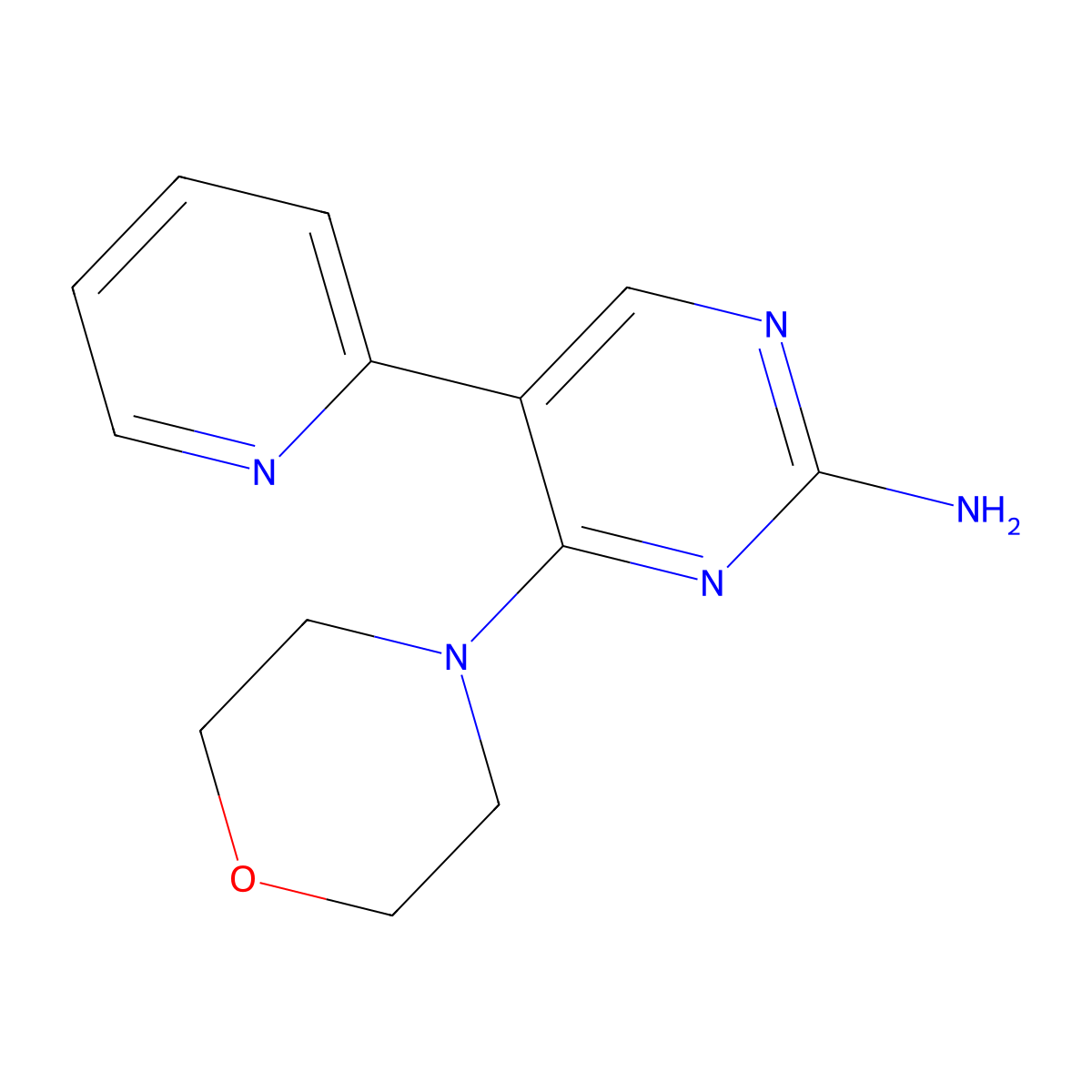 4-Morpholino-5-(2-pyridinyl)-2-pyrimidinylamine molecular structure, CAS 477851-02-8