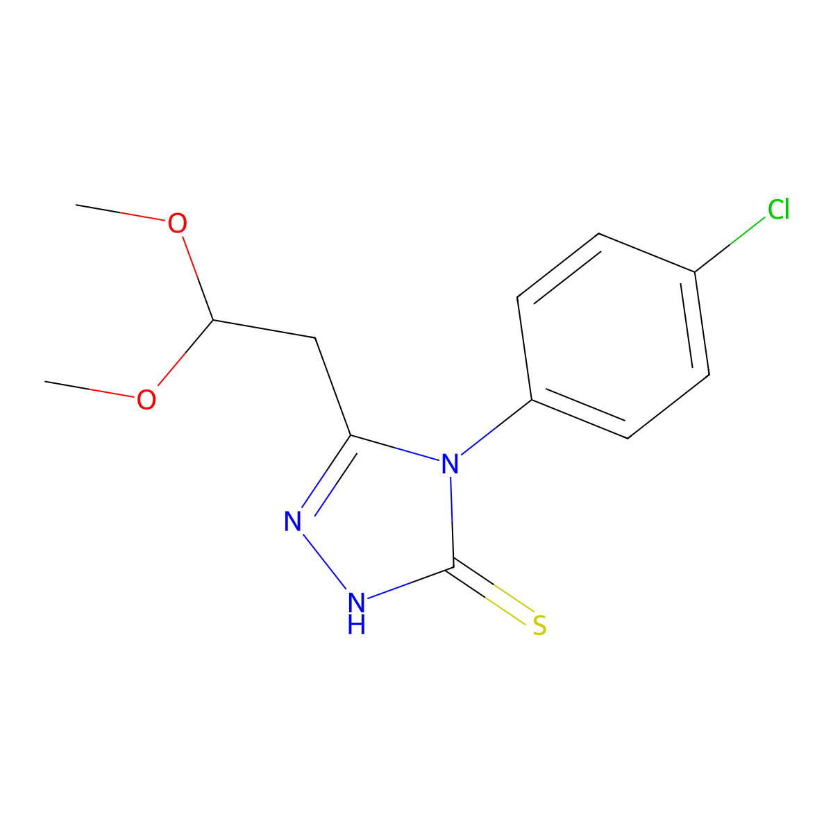 4-(4-chlorophenyl)-5-(2,2-dimethoxyethyl)-4H-1,2,4-triazole-3-thiol molecular structure, CAS 477851-06-2