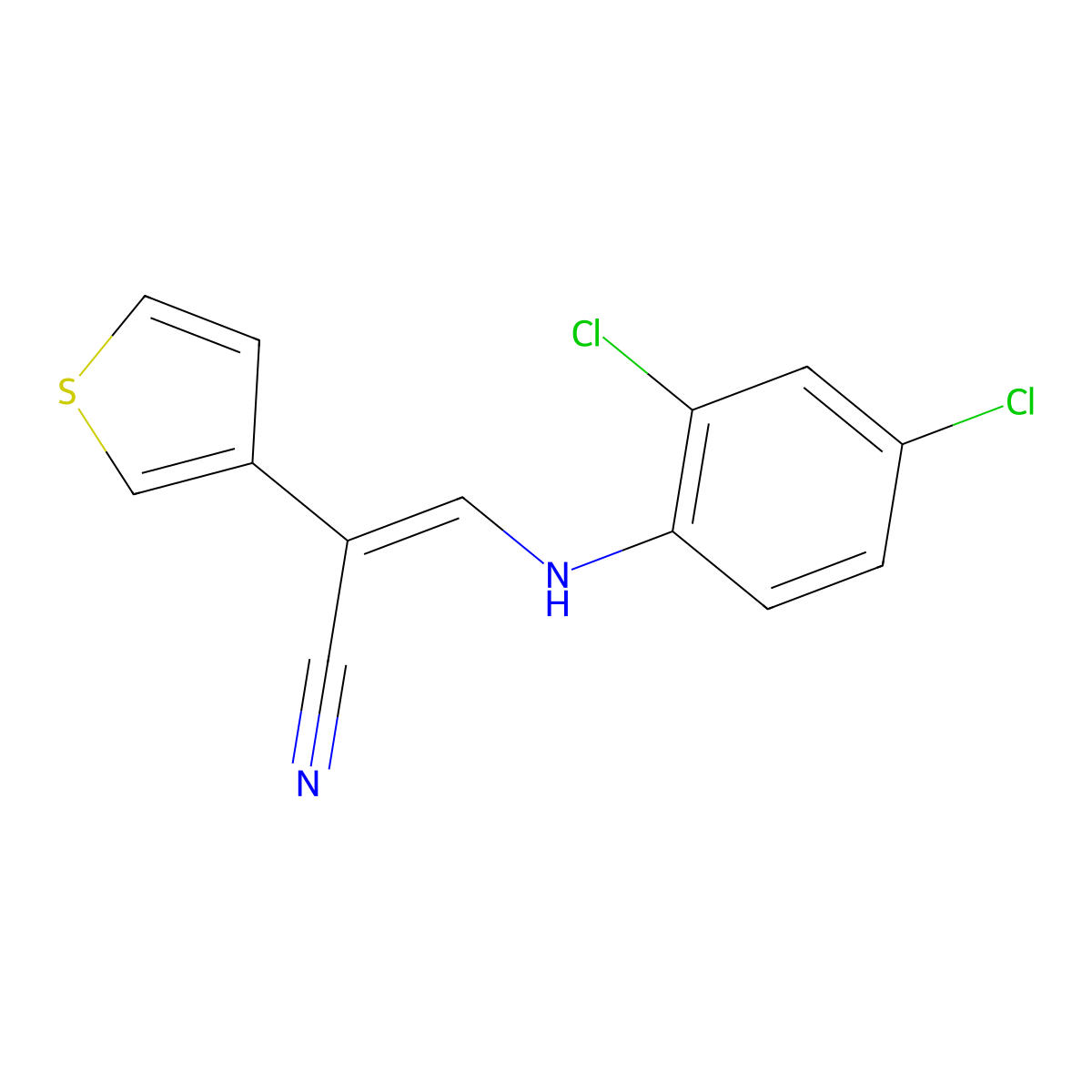 3-[(2,4-Dichlorophenyl)amino]-2-(thiophen-3-YL)prop-2-enenitrile molecular structure, CAS 477851-23-3