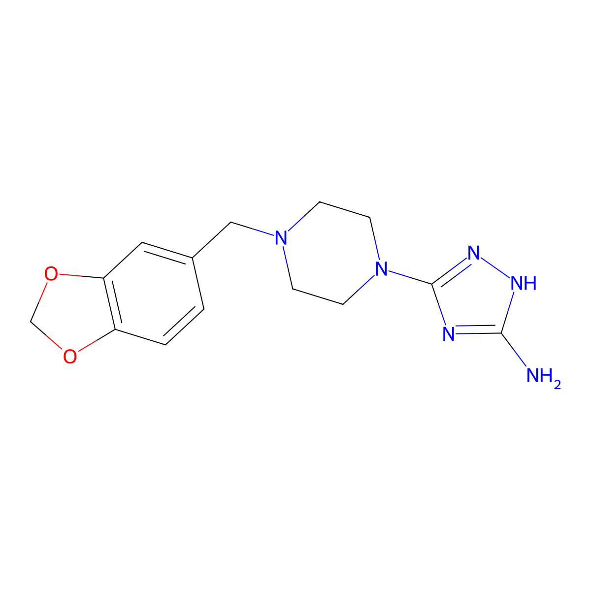 5-[4-(1,3-benzodioxol-5-ylmethyl)piperazino]-1H-1,2,4-triazol-3-amine molecular structure, CAS 477851-41-5