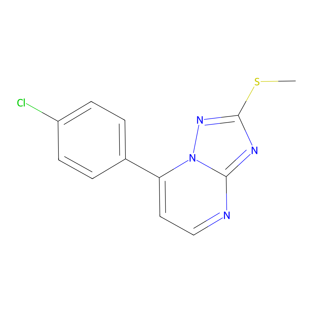 7-(4-Chlorophenyl)-2-(methylsulfanyl)[1,2,4]triazolo[1,5-a]pyrimidine molecular structure, CAS 477851-44-8