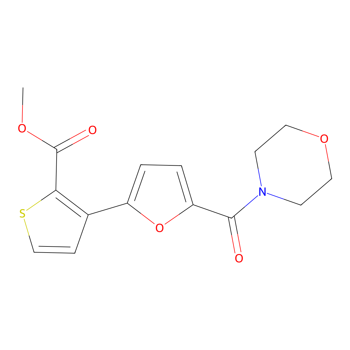 Methyl 3-[5-(4-morpholinylcarbonyl)-2-furanyl]-2-thiophenecarboxylate molecular structure, CAS 477851-62-0