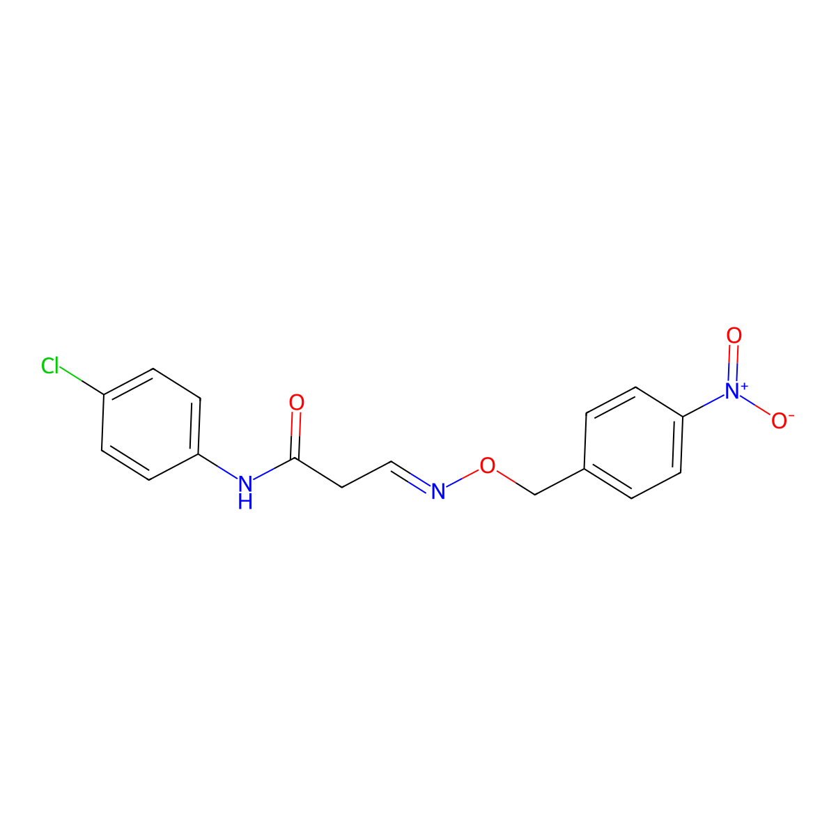 N-(4-chlorophenyl)-3-[(4-nitrophenyl)methoxyimino]propanamide molecular structure, CAS 477851-68-6