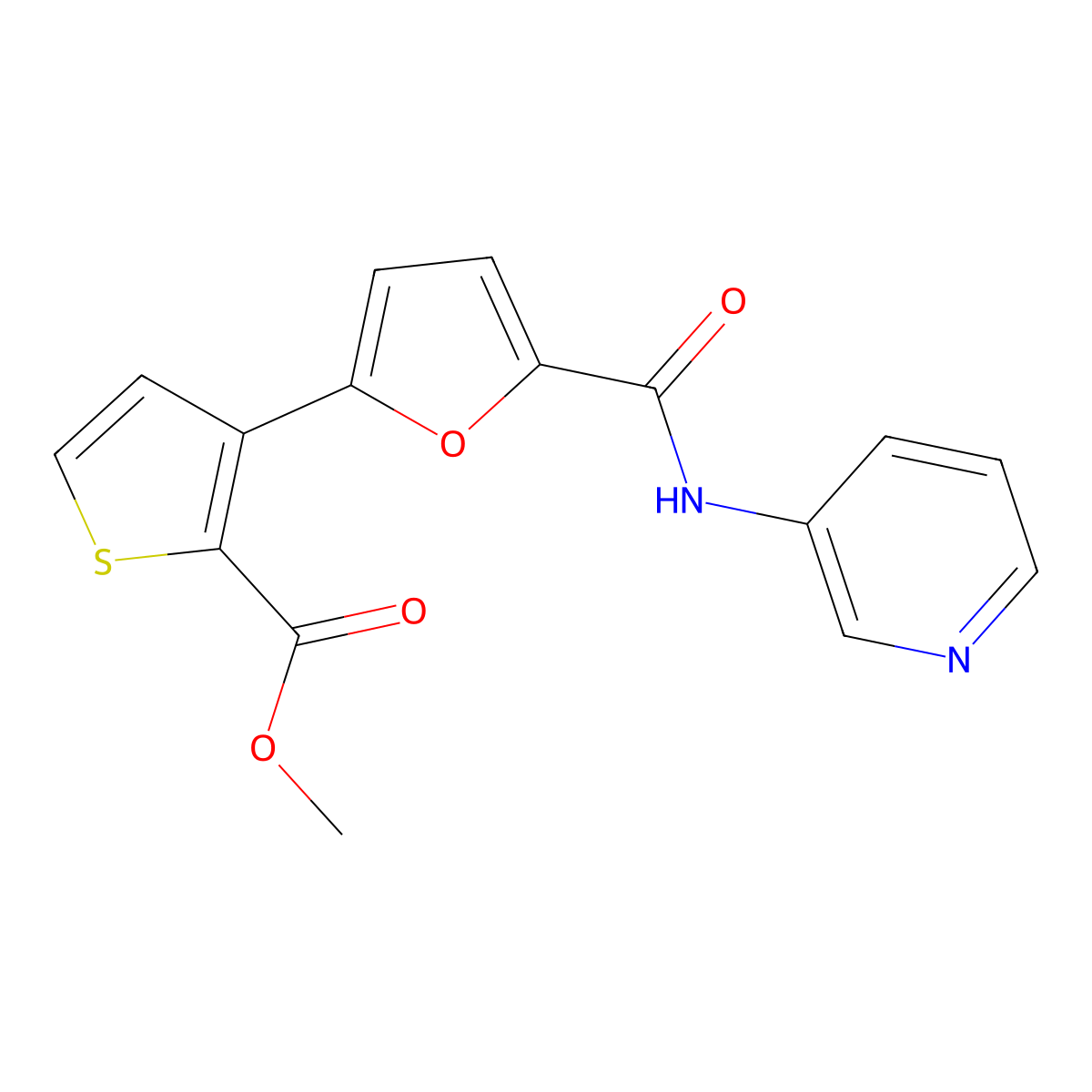 3-[5-[Oxo-(3-pyridinylamino)methyl]-2-furanyl]-2-thiophenecarboxylic acid methyl ester molecular structure, CAS 477851-72-2