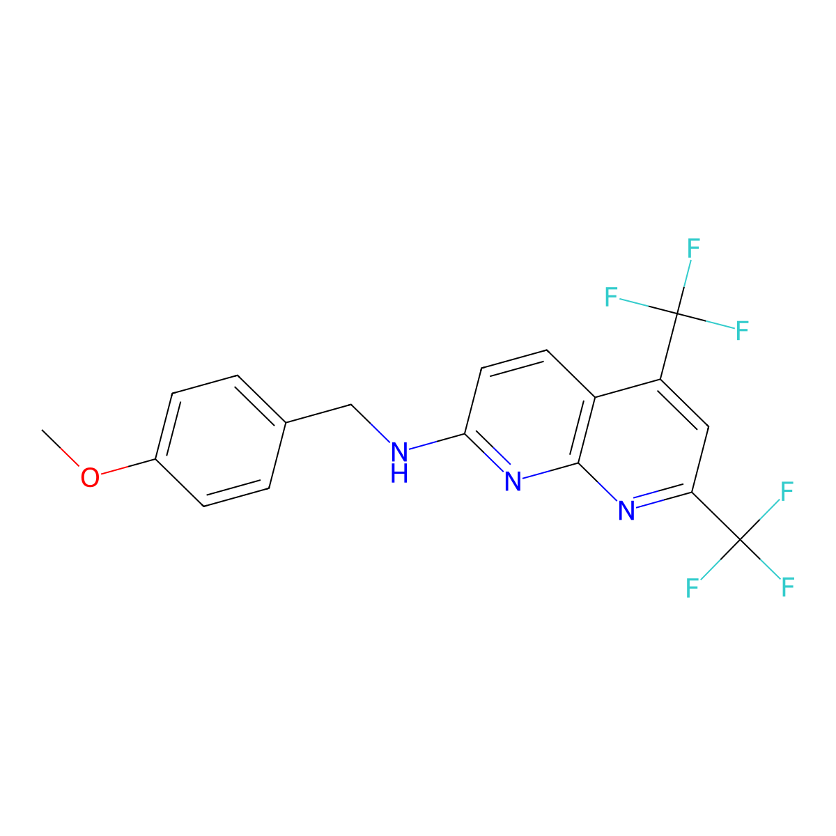 N-[(4-methoxyphenyl)methyl]-5,7-bis(trifluoromethyl)-1,8-naphthyridin-2-amine molecular structure, CAS 477851-77-7