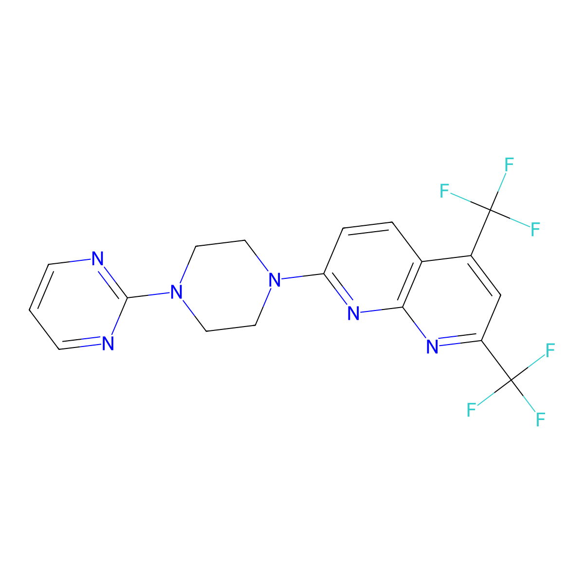 7-[4-(2-Pyrimidinyl)piperazino]-2,4-bis(trifluoromethyl)[1,8]naphthyridine molecular structure, CAS 477851-79-9