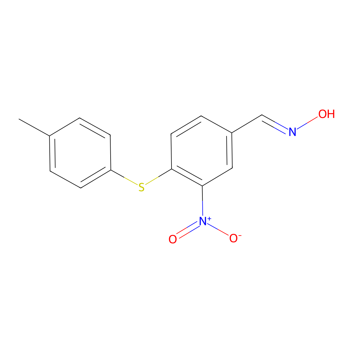 4-[(4-Methylphenyl)sulfanyl]-3-nitrobenzenecarbaldehyde oxime molecular structure, CAS 477852-05-4