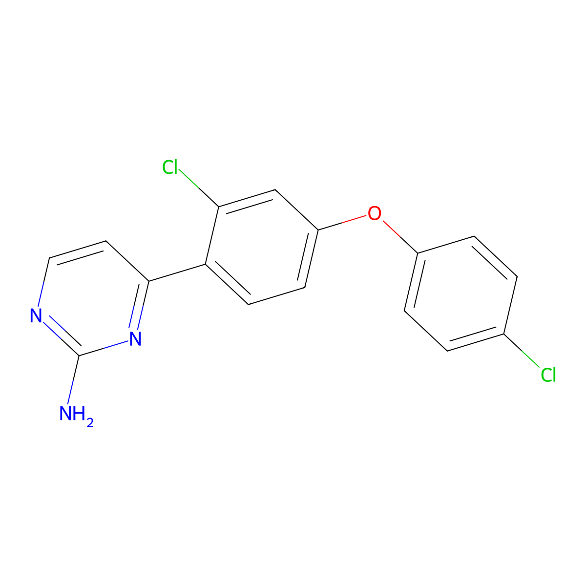 4-[2-Chloro-4-(4-chlorophenoxy)phenyl]pyrimidin-2-amine molecular structure, CAS 477852-16-7