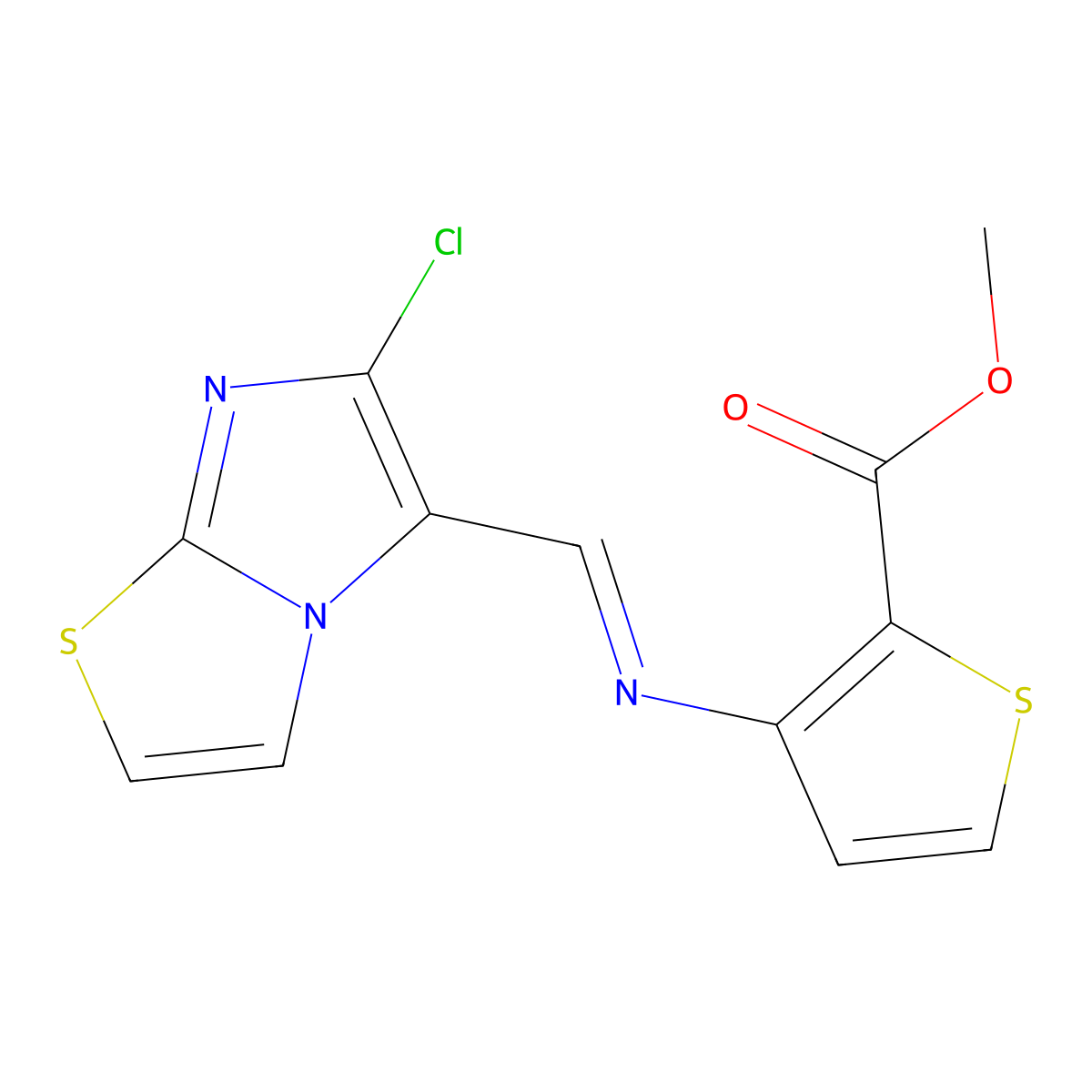 Methyl 3-{[(6-chloroimidazo[2,1-b][1,3]thiazol-5-yl)methylene]amino}-2-thiophenecarboxylate molecular structure, CAS 477852-18-9