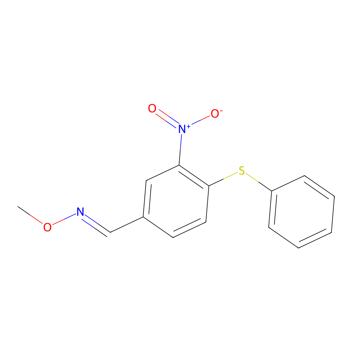 3-nitro-4-(phenylsulfanyl)benzenecarbaldehyde O-methyloxime molecular structure, CAS 477852-23-6