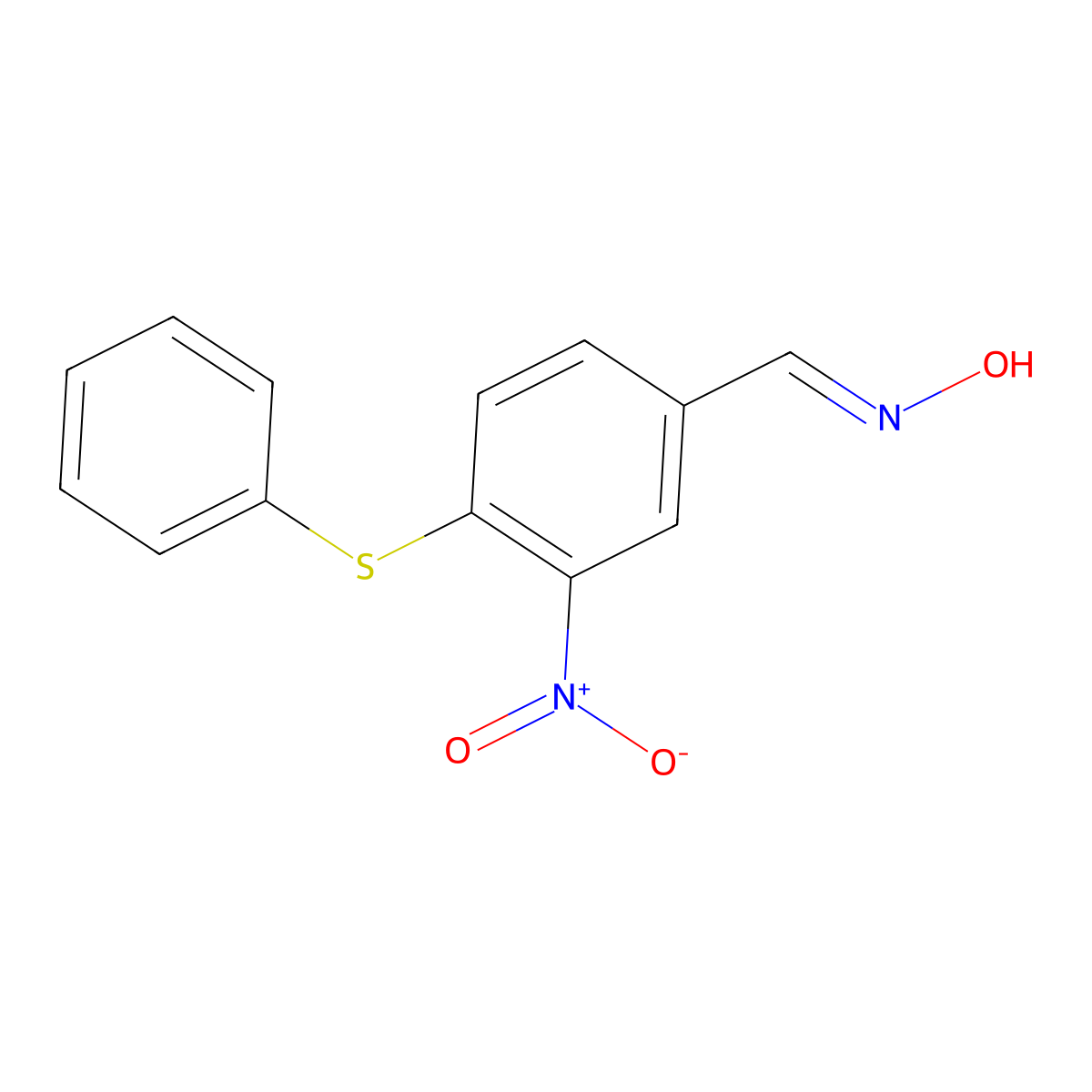 3-Nitro-4-(phenylsulfanyl)benzenecarbaldehyde oxime molecular structure, CAS 477852-27-0