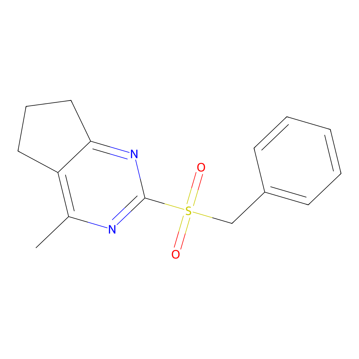 2-(Benzylsulfonyl)-4-methyl-6,7-dihydro-5H-cyclopenta(d)pyrimidine molecular structure, CAS 477852-31-6
