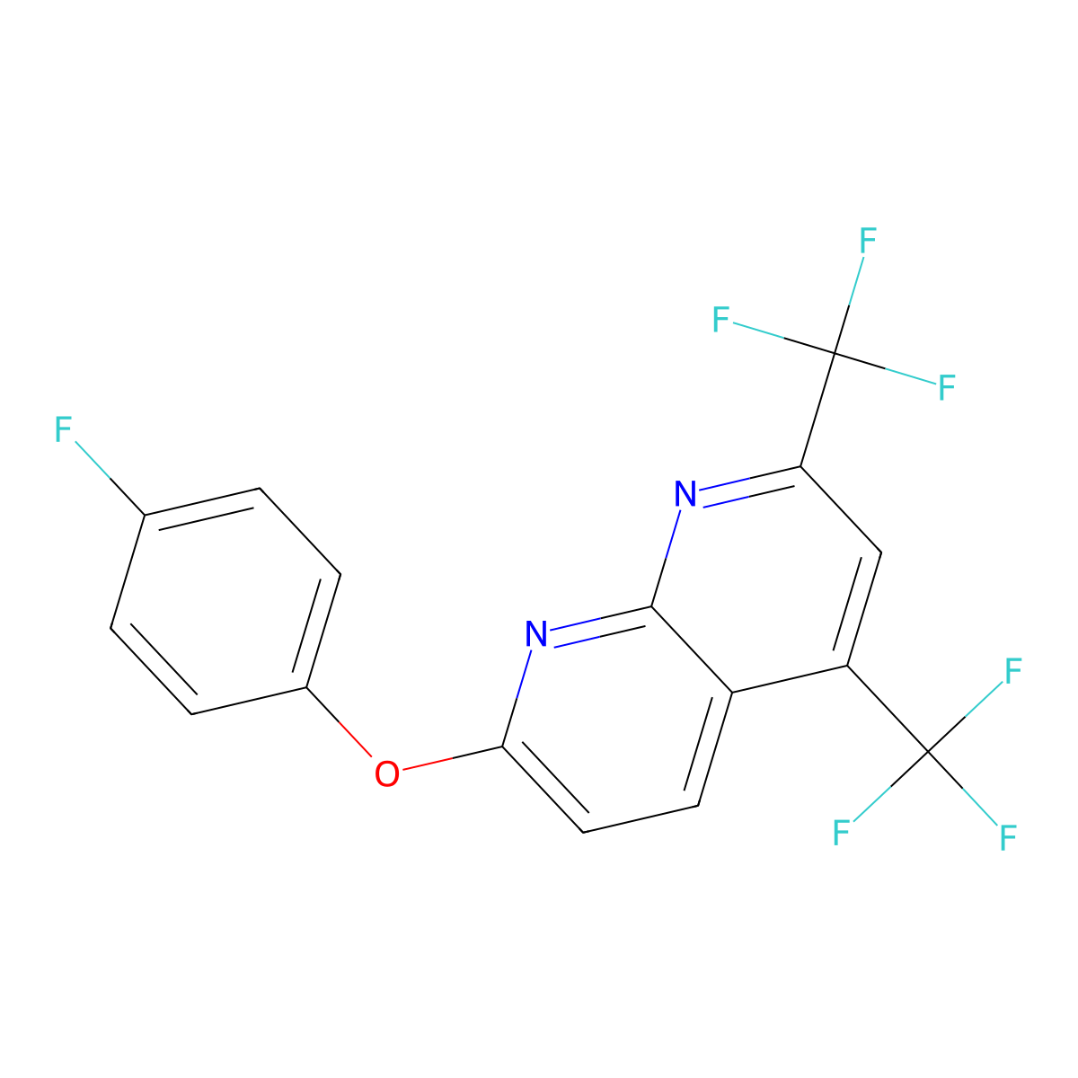 7-(4-Fluorophenoxy)-2,4-bis(trifluoromethyl)-1,8-naphthyridine molecular structure, CAS 477852-34-9