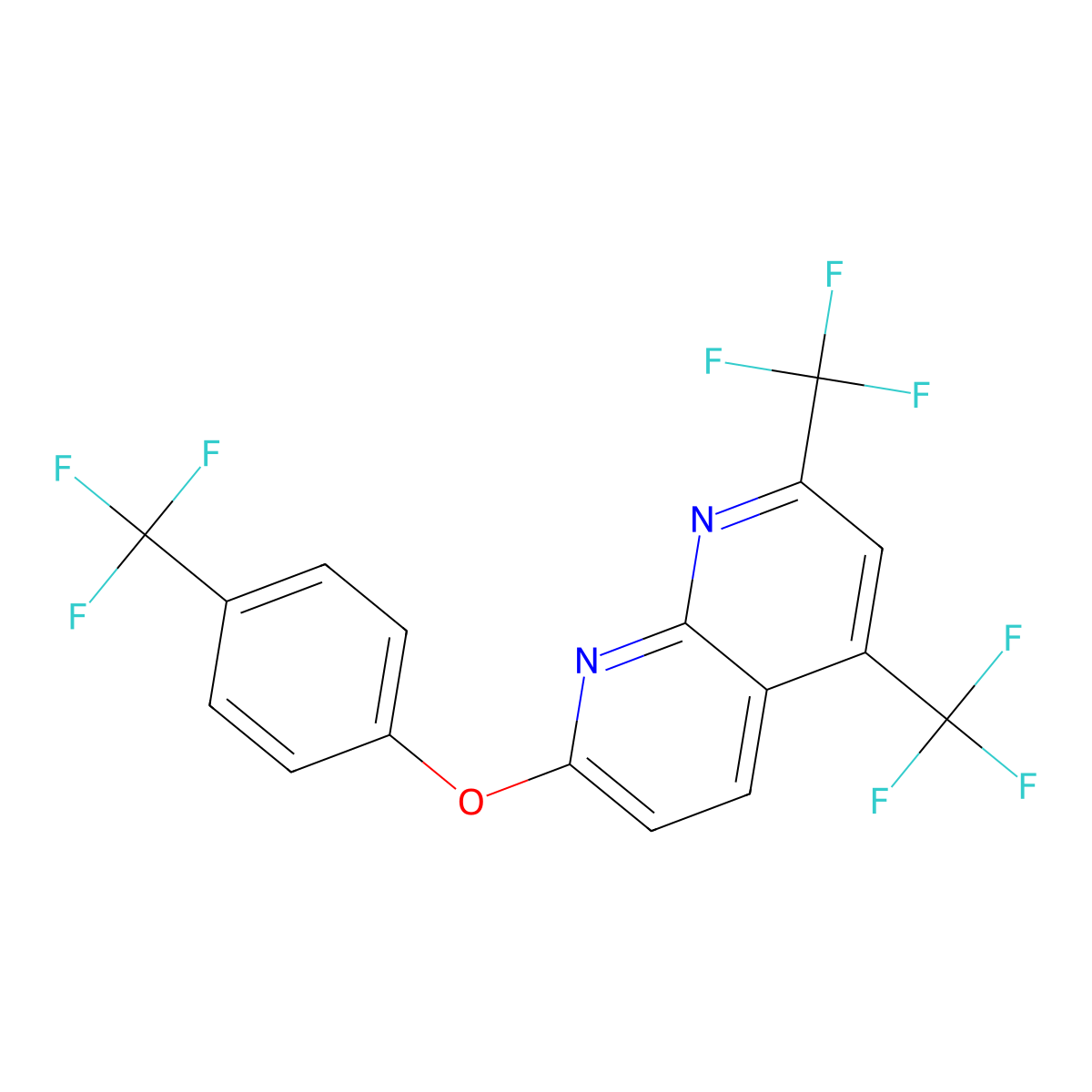 2,4-Bis(trifluoromethyl)-7-[4-(trifluoromethyl)phenoxy]-1,8-naphthyridine molecular structure, CAS 477852-35-0