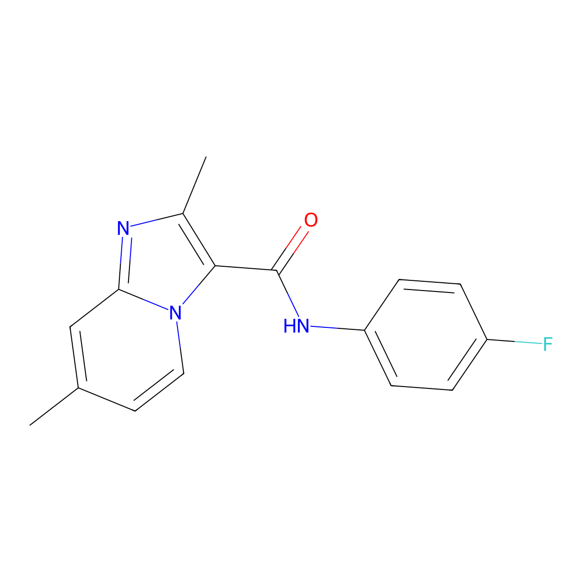 N-(4-fluorophenyl)-2,7-dimethylimidazo[1,2-a]pyridine-3-carboxamide molecular structure, CAS 477852-36-1