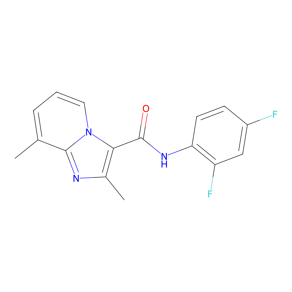 N-(2,4-difluorophenyl)-2,8-dimethylimidazo[1,2-a]pyridine-3-carboxamide molecular structure, CAS 477852-37-2