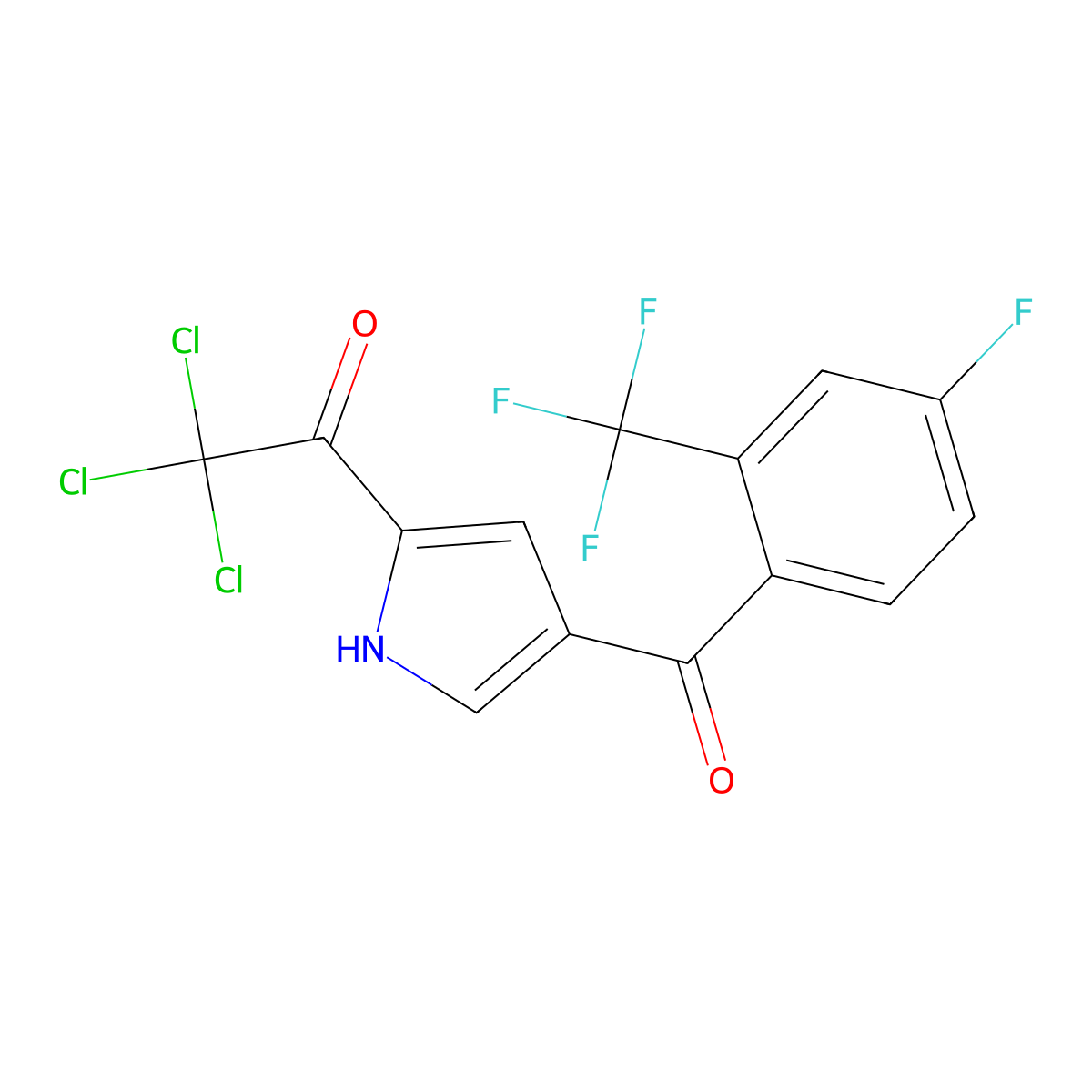 2,2,2-trichloro-1-{4-[4-fluoro-2-(trifluoromethyl)benzoyl]-1H-pyrrol-2-yl}-1-ethanone molecular structure, CAS 477852-58-7