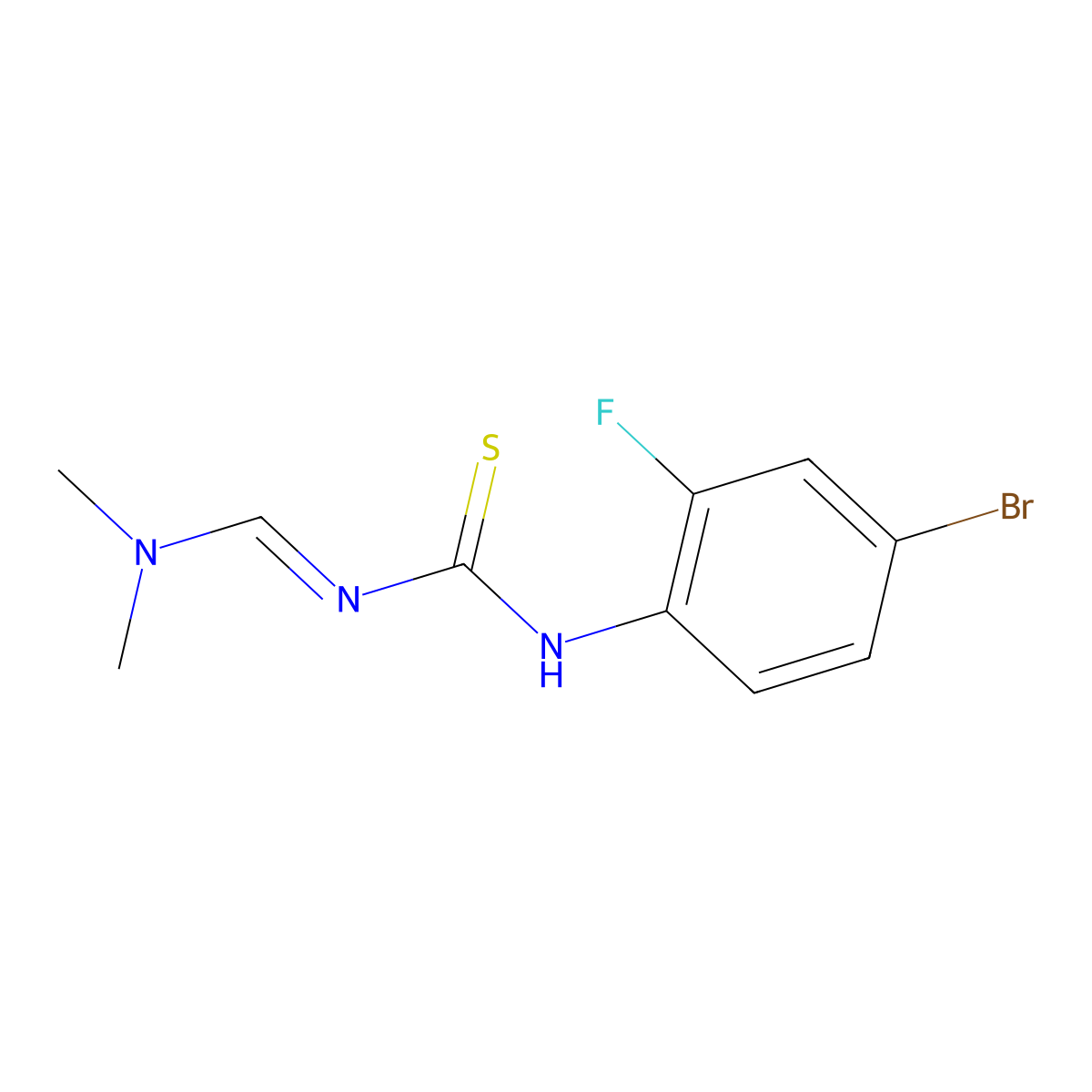 N-(4-bromo-2-fluorophenyl)-N'-[(dimethylamino)methylene]thiourea molecular structure, CAS 477852-62-3