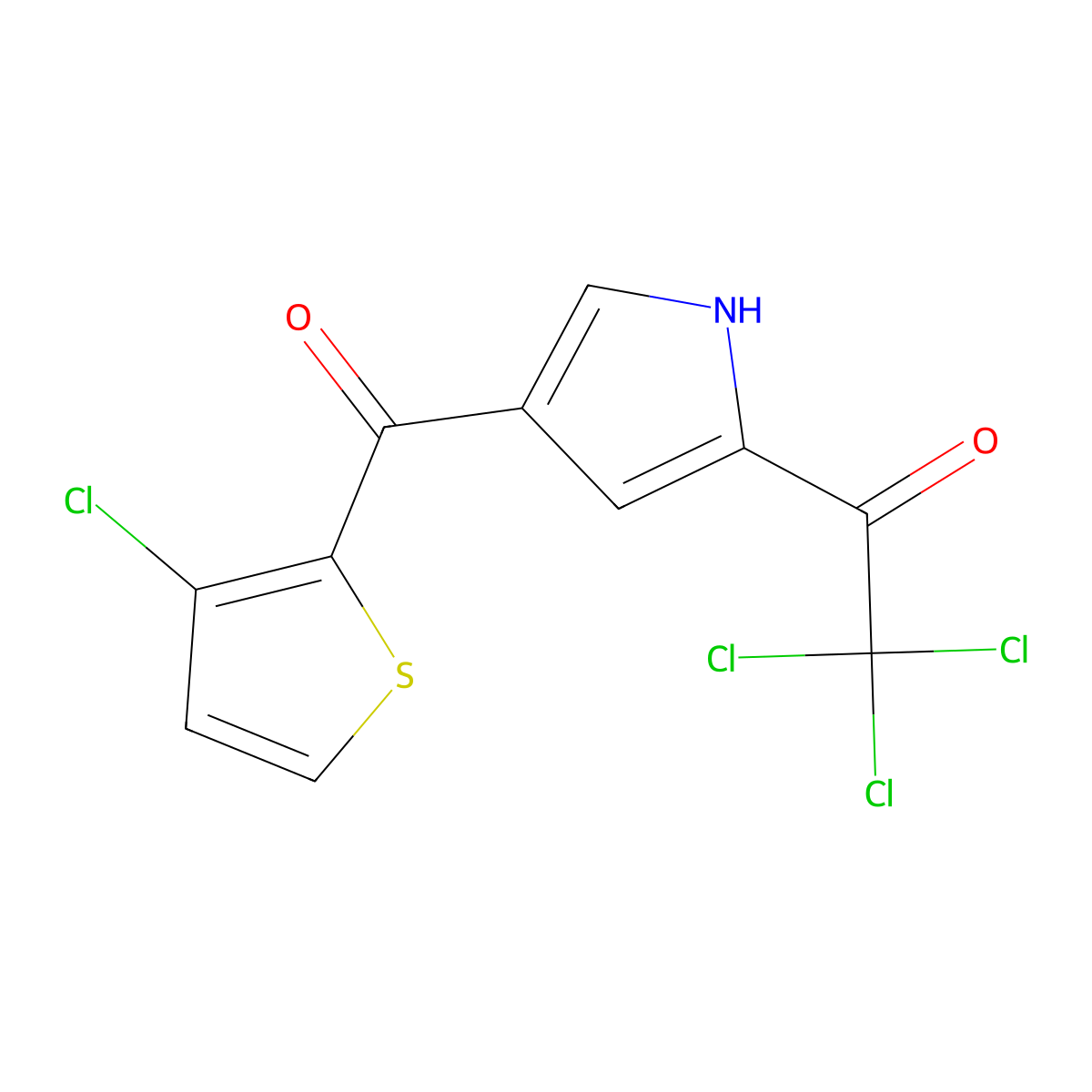 2,2,2-trichloro-1-{4-[(3-chloro-2-thienyl)carbonyl]-1H-pyrrol-2-yl}-1-ethanone molecular structure, CAS 477852-66-7