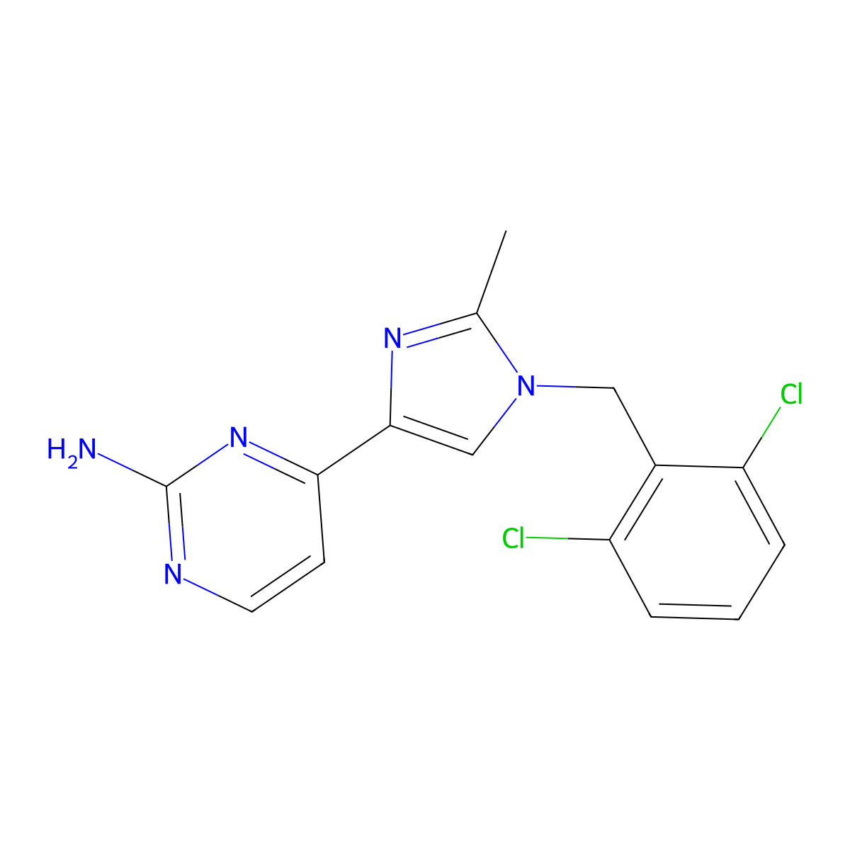 4-[1-(2,6-dichlorobenzyl)-2-methyl-1H-imidazol-4-yl]pyrimidin-2-amine molecular structure, CAS 477852-69-0