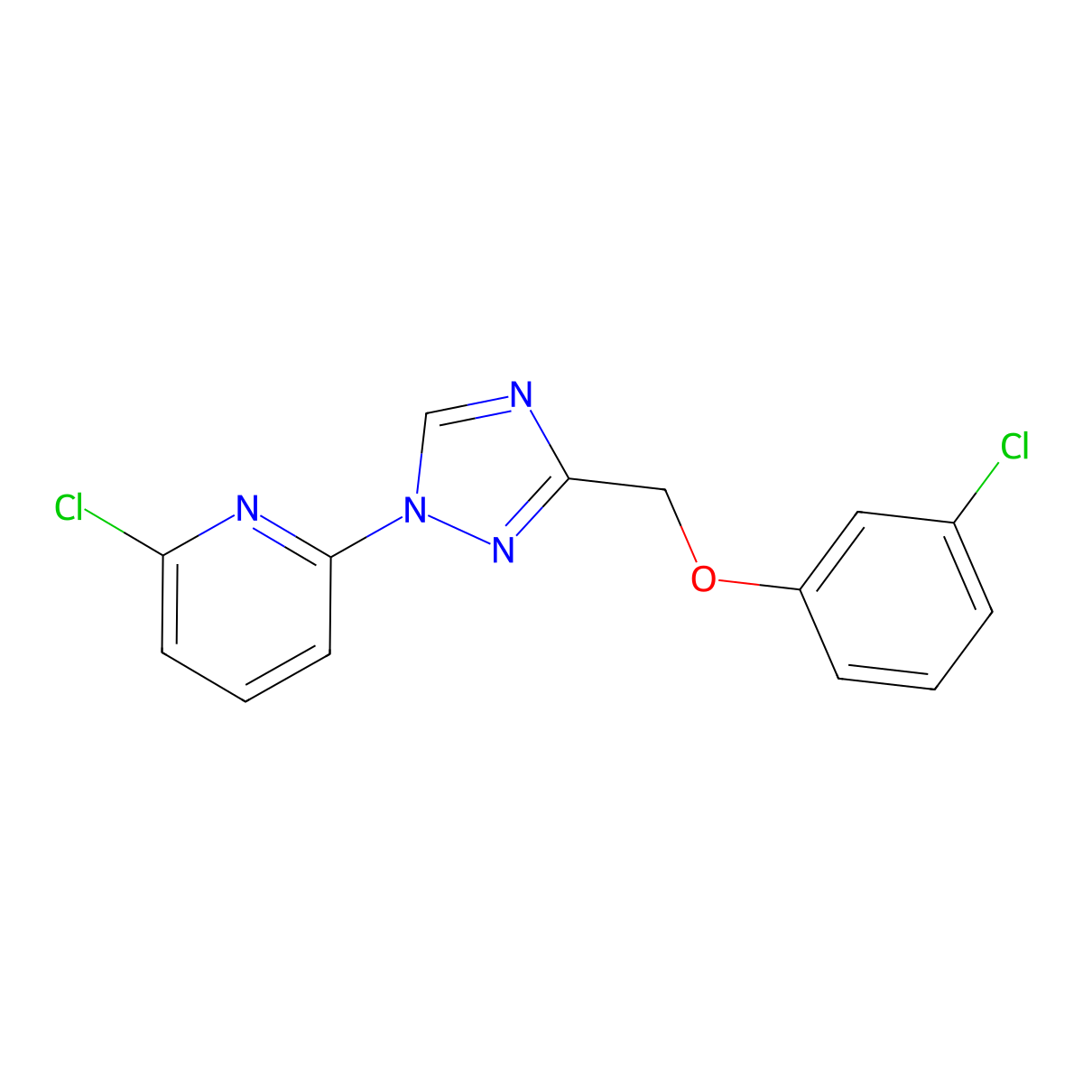 2-chloro-6-{3-[(3-chlorophenoxy)methyl]-1H-1,2,4-triazol-1-yl}pyridine molecular structure, CAS 477852-72-5