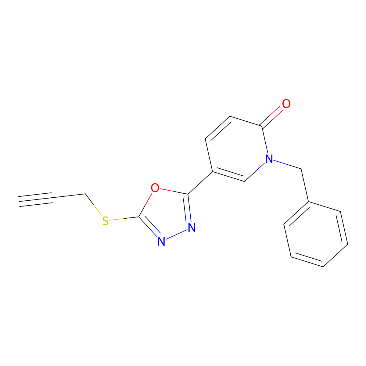 1-benzyl-5-[5-(2-propynylsulfanyl)-1,3,4-oxadiazol-2-yl]-2(1H)-pyridinone molecular structure, CAS 477852-91-8