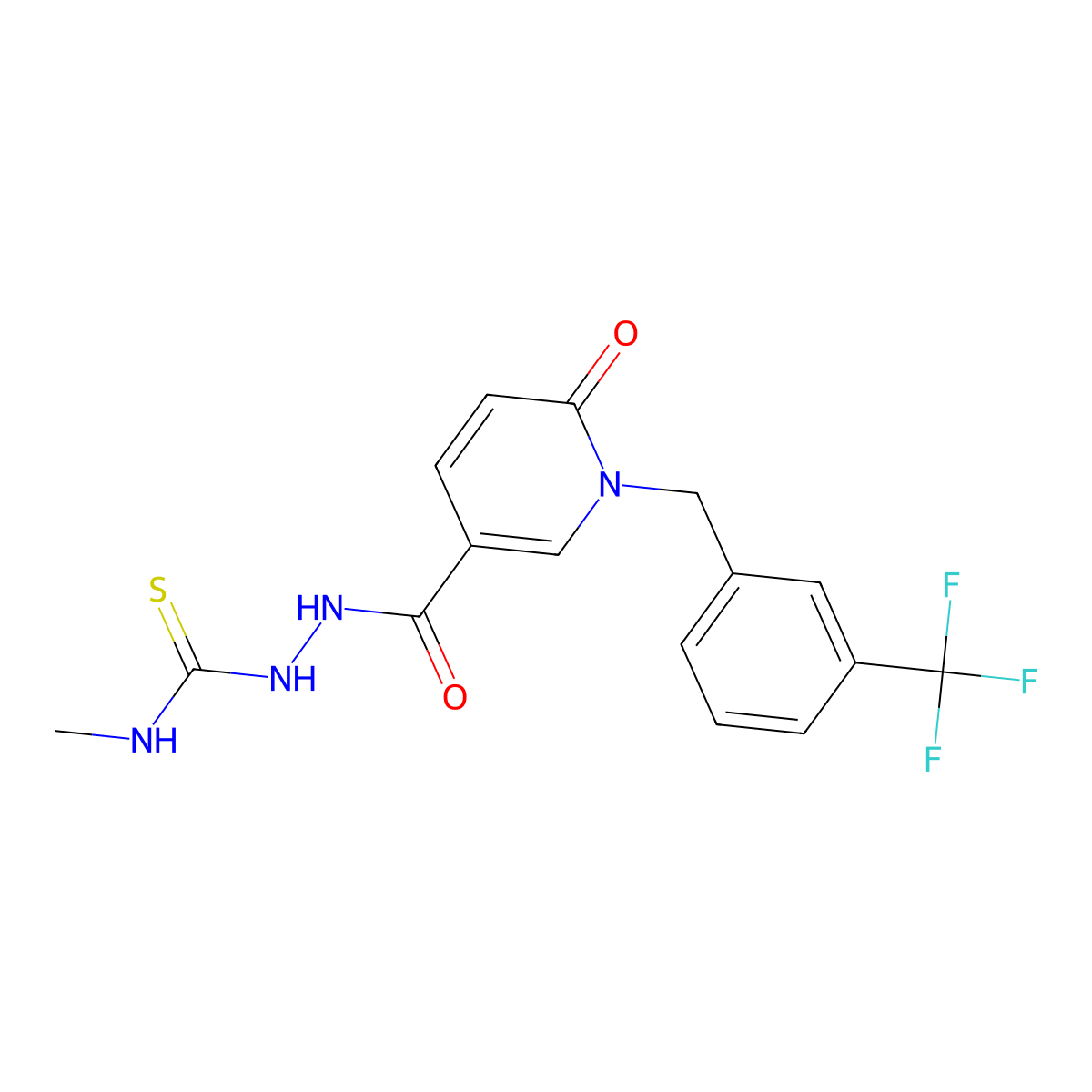 N-methyl-2-({6-oxo-1-[3-(trifluoromethyl)benzyl]-1,6-dihydro-3-pyridinyl}carbonyl)-1-hydrazinecarbothioamide molecular structure, CAS 477852-92-9