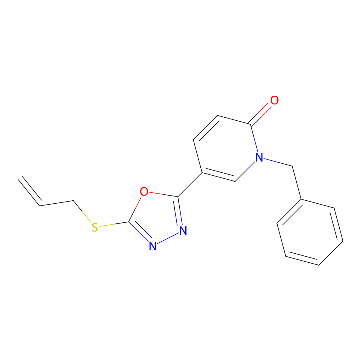 5-[5-(allylsulfanyl)-1,3,4-oxadiazol-2-yl]-1-benzyl-2(1H)-pyridinone molecular structure, CAS 477852-95-2