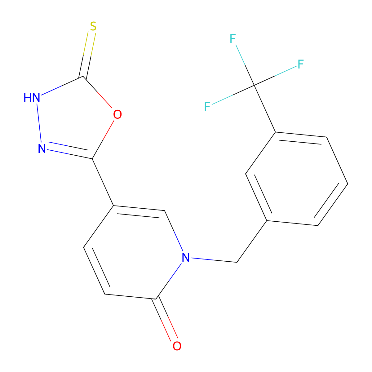 5-(5-sulfanyl-1,3,4-oxadiazol-2-yl)-1-[3-(trifluoromethyl)benzyl]-2(1H)-pyridinone molecular structure, CAS 477852-99-6