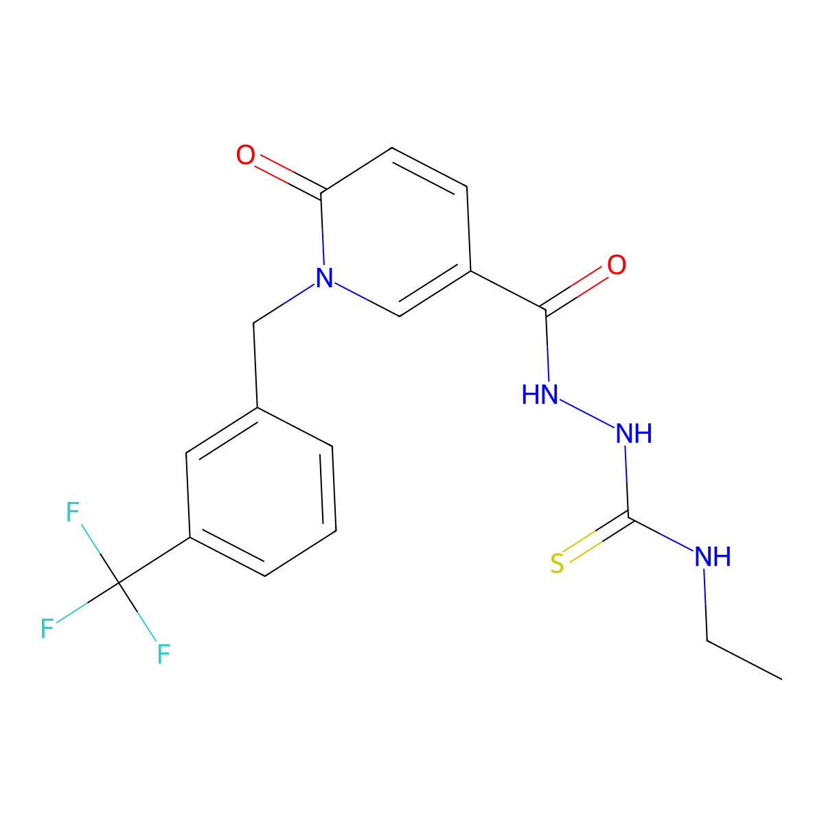 N-ethyl-2-({6-oxo-1-[3-(trifluoromethyl)benzyl]-1,6-dihydro-3-pyridinyl}carbonyl)-1-hydrazinecarbothioamide molecular structure, CAS 477853-01-3