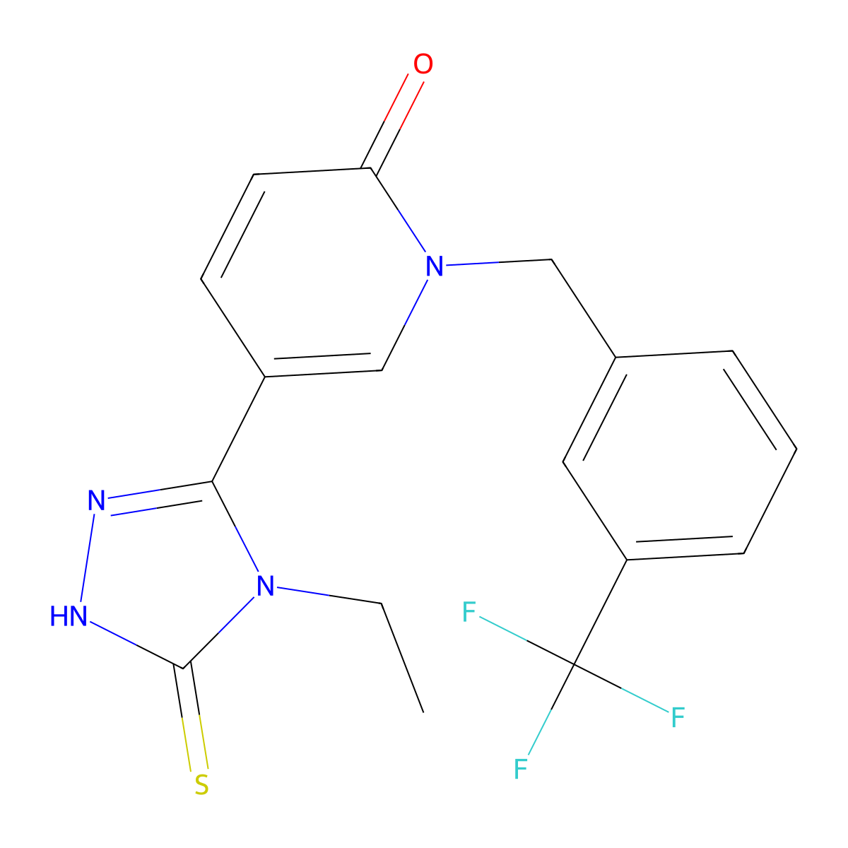 5-(4-ethyl-5-sulfanyl-4H-1,2,4-triazol-3-yl)-1-[3-(trifluoromethyl)benzyl]-2(1H)-pyridinone molecular structure, CAS 477853-02-4