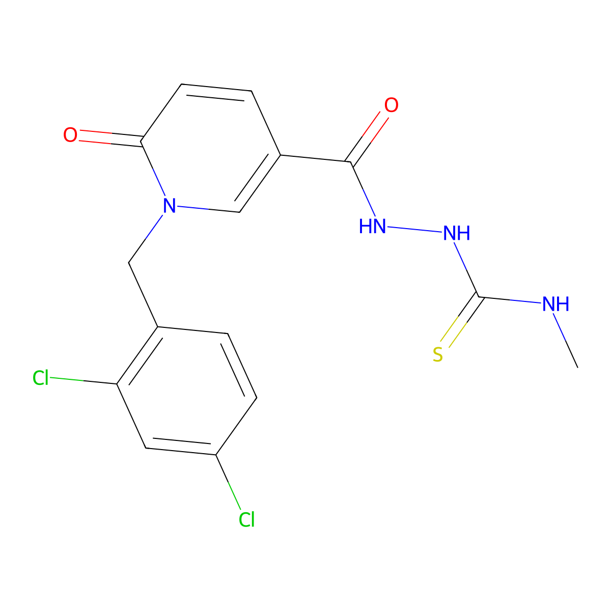 2-{[1-(2,4-dichlorobenzyl)-6-oxo-1,6-dihydro-3-pyridinyl]carbonyl}-N-methyl-1-hydrazinecarbothioamide molecular structure, CAS 477853-03-5