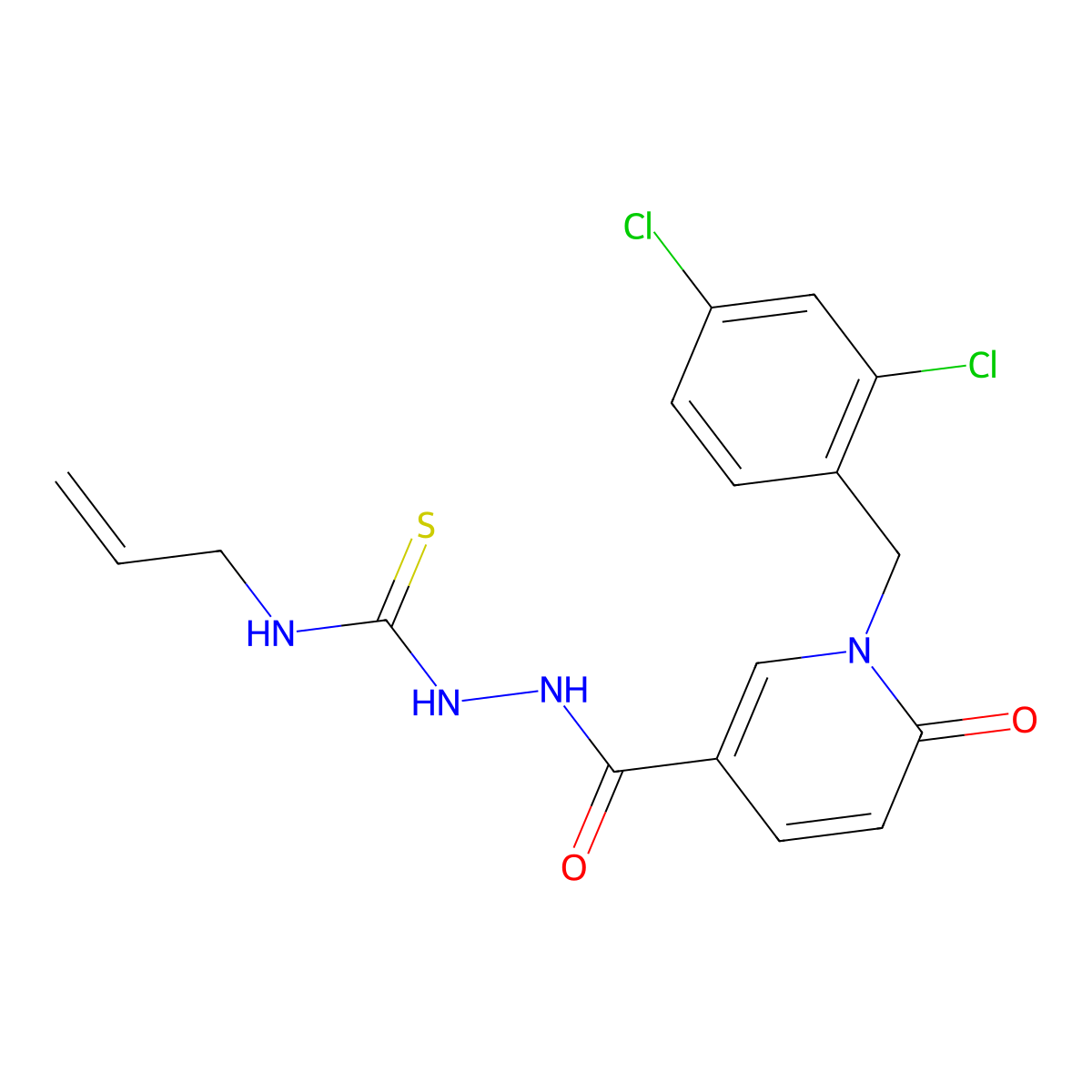 N-allyl-2-{[1-(2,4-dichlorobenzyl)-6-oxo-1,6-dihydro-3-pyridinyl]carbonyl}-1-hydrazinecarbothioamide molecular structure, CAS 477853-04-6