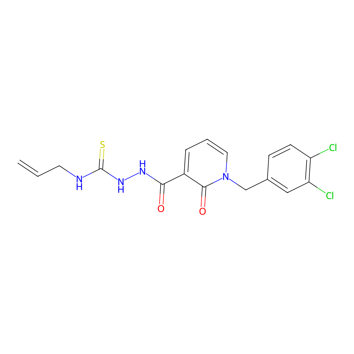 N-allyl-2-{[1-(3,4-dichlorobenzyl)-2-oxo-1,2-dihydro-3-pyridinyl]carbonyl}-1-hydrazinecarbothioamide molecular structure, CAS 477853-05-7