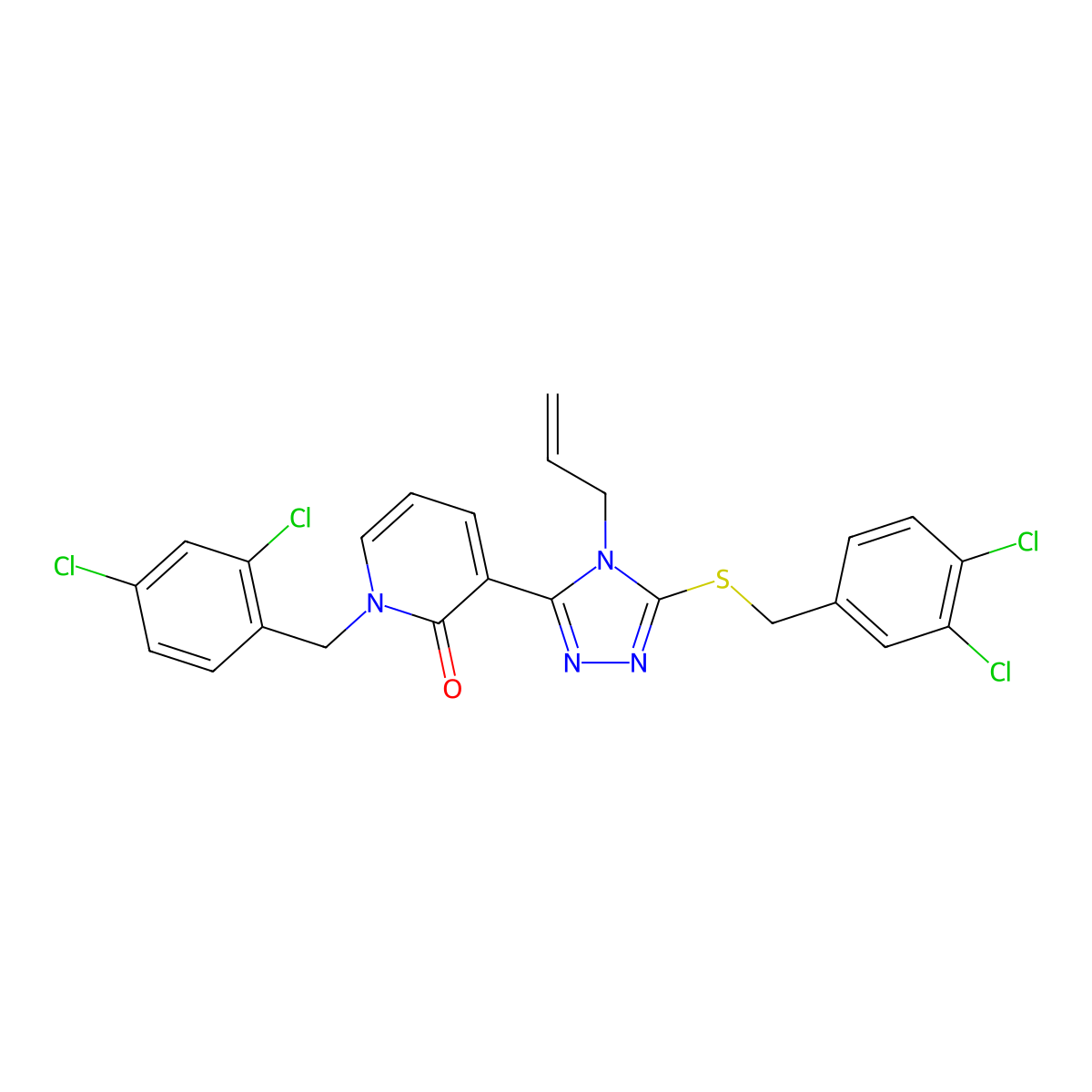 3-{4-allyl-5-[(3,4-dichlorobenzyl)sulfanyl]-4H-1,2,4-triazol-3-yl}-1-(2,4-dichlorobenzyl)-2(1H)-pyridinone molecular structure, CAS 477853-09-1