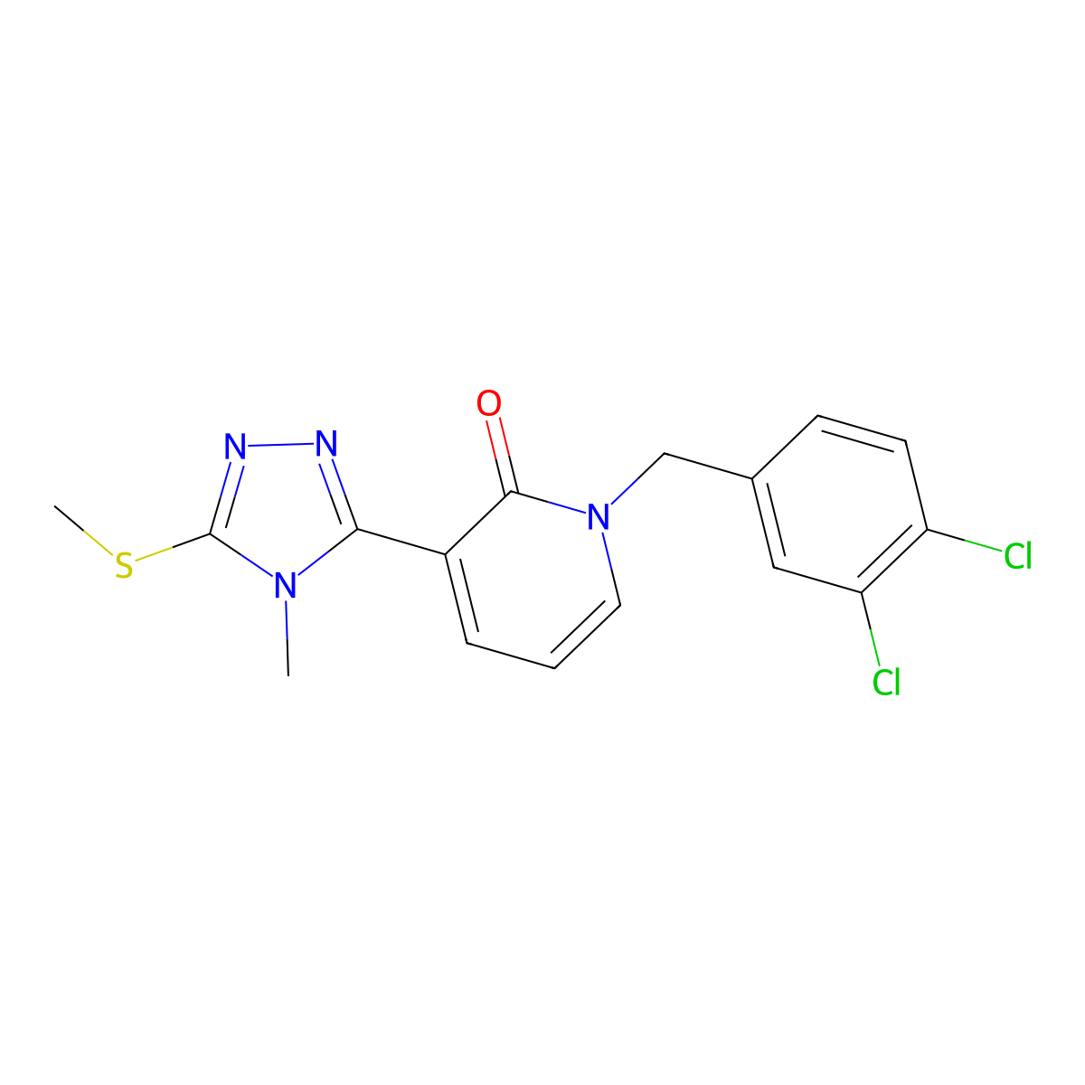 1-(3,4-dichlorobenzyl)-3-[4-methyl-5-(methylsulfanyl)-4H-1,2,4-triazol-3-yl]-2(1H)-pyridinone molecular structure, CAS 477853-14-8