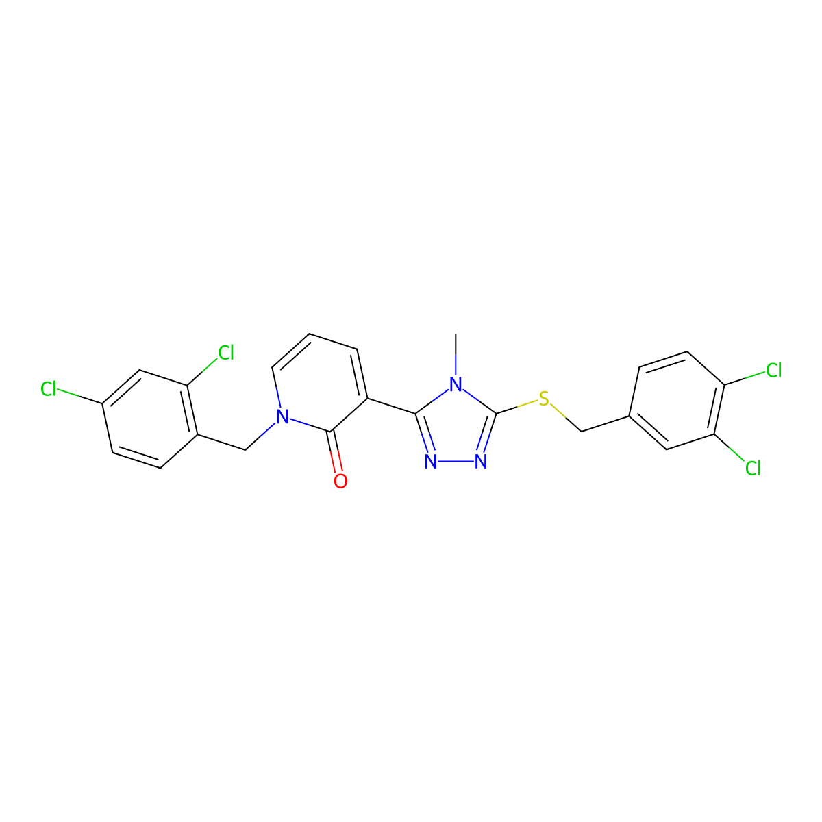 1-(2,4-dichlorobenzyl)-3-{5-[(3,4-dichlorobenzyl)sulfanyl]-4-methyl-4H-1,2,4-triazol-3-yl}-2(1H)-pyridinone molecular structure, CAS 477853-21-7