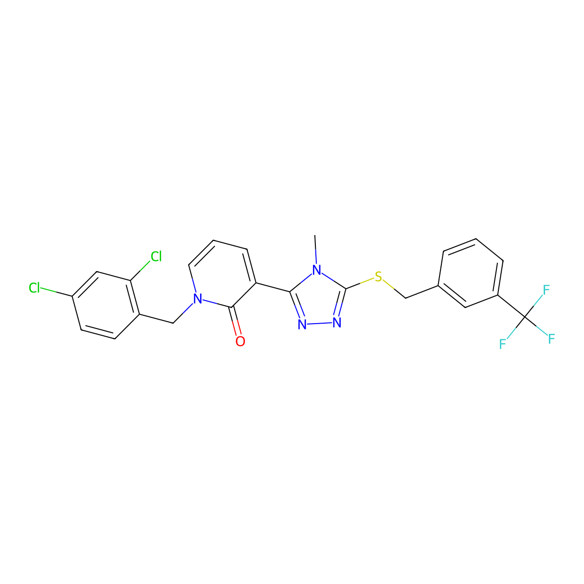 1-(2,4-dichlorobenzyl)-3-(4-methyl-5-{[3-(trifluoromethyl)benzyl]sulfanyl}-4H-1,2,4-triazol-3-yl)-2(1H)-pyridinone molecular structure, CAS 477853-22-8