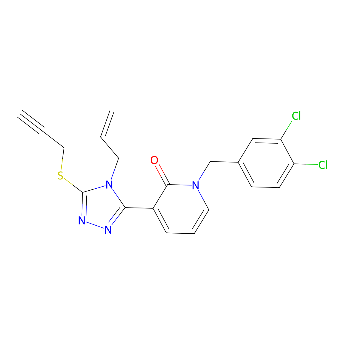 3-[4-allyl-5-(2-propynylsulfanyl)-4H-1,2,4-triazol-3-yl]-1-(3,4-dichlorobenzyl)-2(1H)-pyridinone molecular structure, CAS 477853-25-1