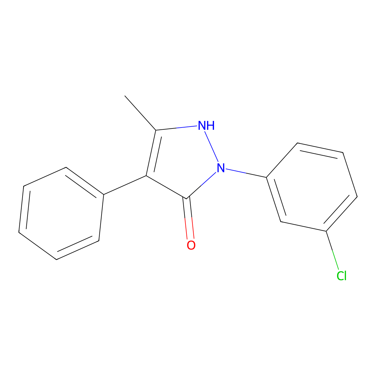 2-(3-chlorophenyl)-5-methyl-4-phenyl-1,2-dihydro-3H-pyrazol-3-one molecular structure, CAS 477853-31-9