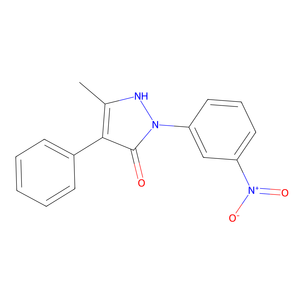 5-methyl-2-(3-nitrophenyl)-4-phenyl-1,2-dihydro-3H-pyrazol-3-one molecular structure, CAS 477853-32-0